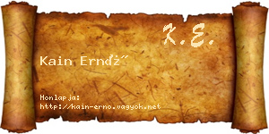 Kain Ernő névjegykártya